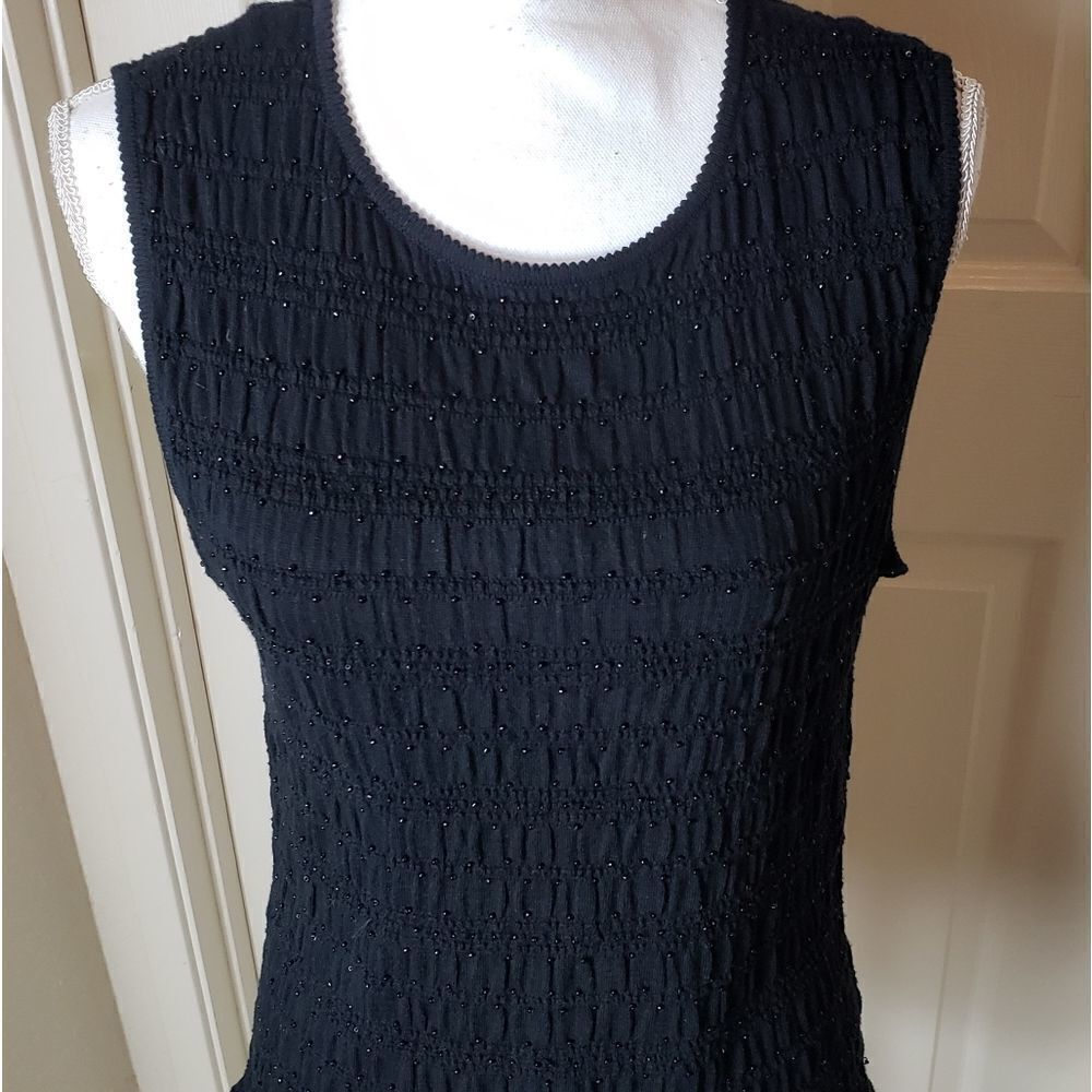 Beaded black stretchy tank top